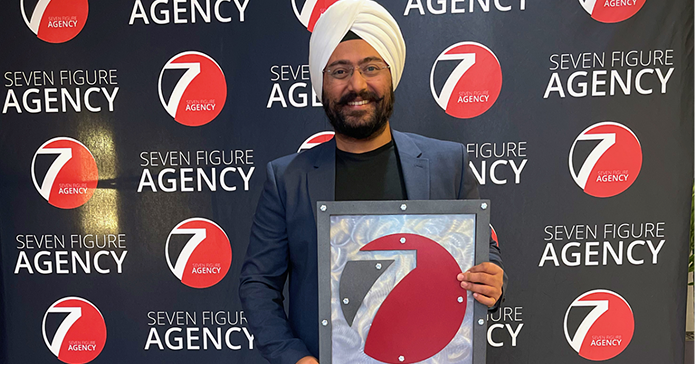 Mandeep Image with Award Seven Figure Agency